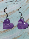 Homemade purple marbled earrings