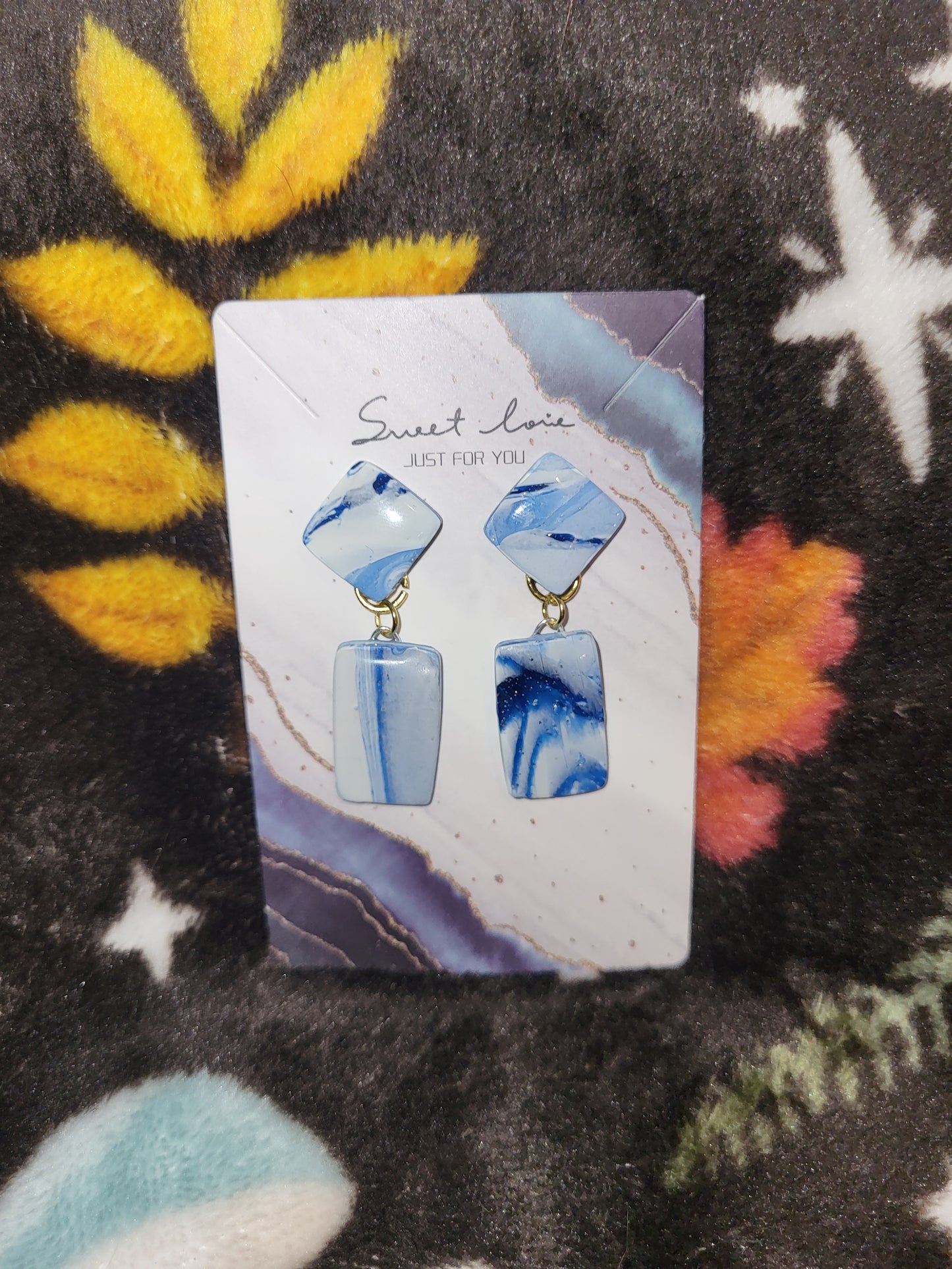 Handmade dangling studed earrings