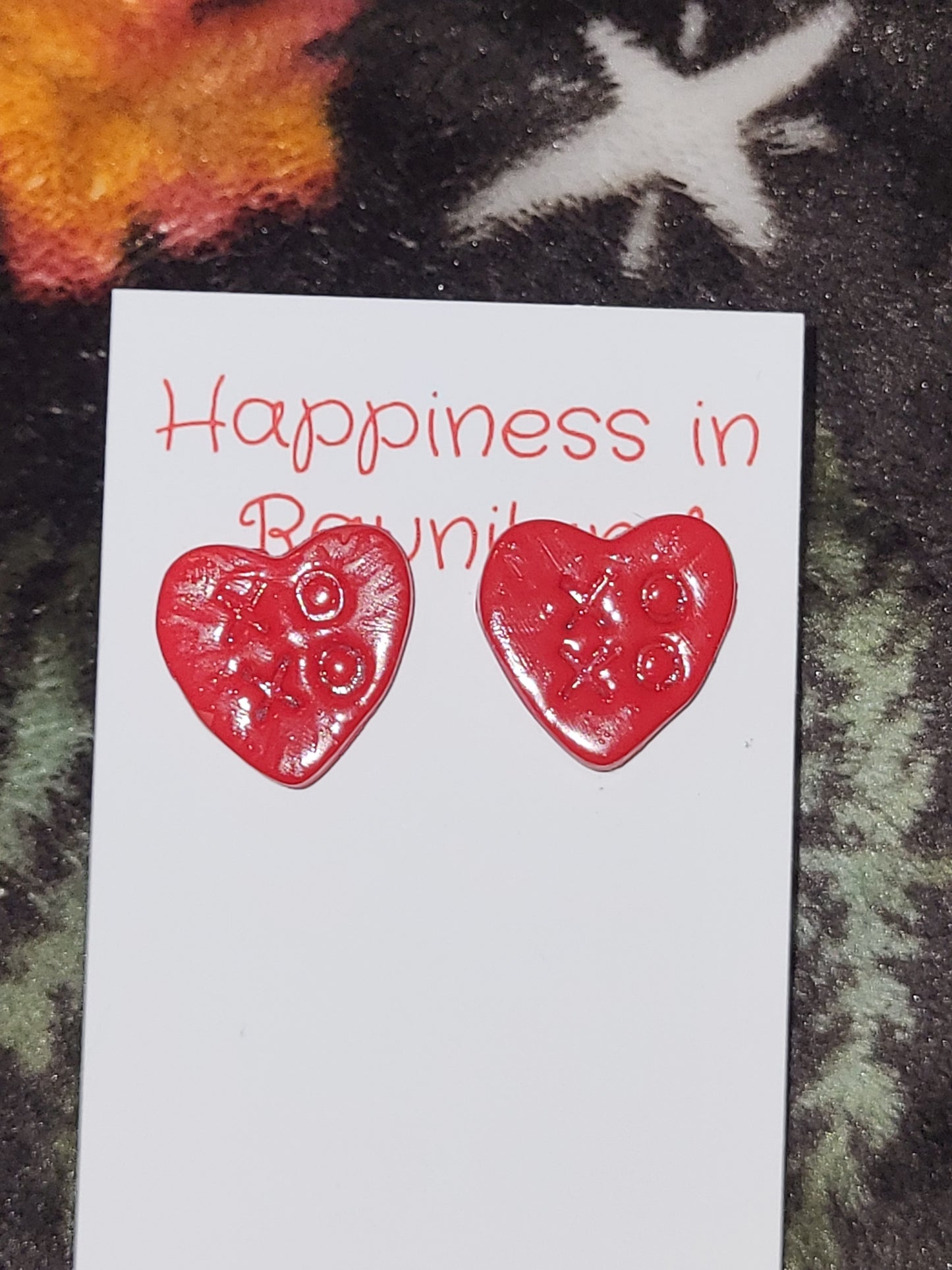 Handmade studed "XOXO" earrings